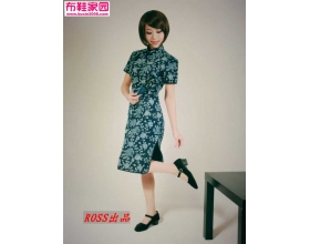  蓝印花旗袍黑高图6P 